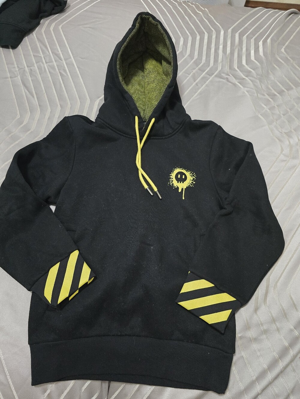 Glitch Murder Drone Black Hoodie with Yellow Graphic